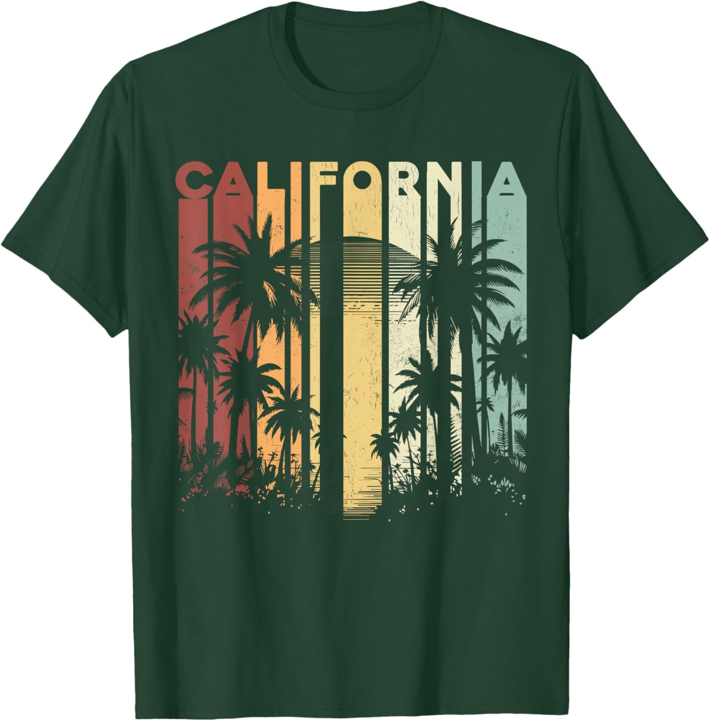 Retro Cali Summer Vacation Surfing Palm Trees California T-Shirt - T-Shirt | Forest