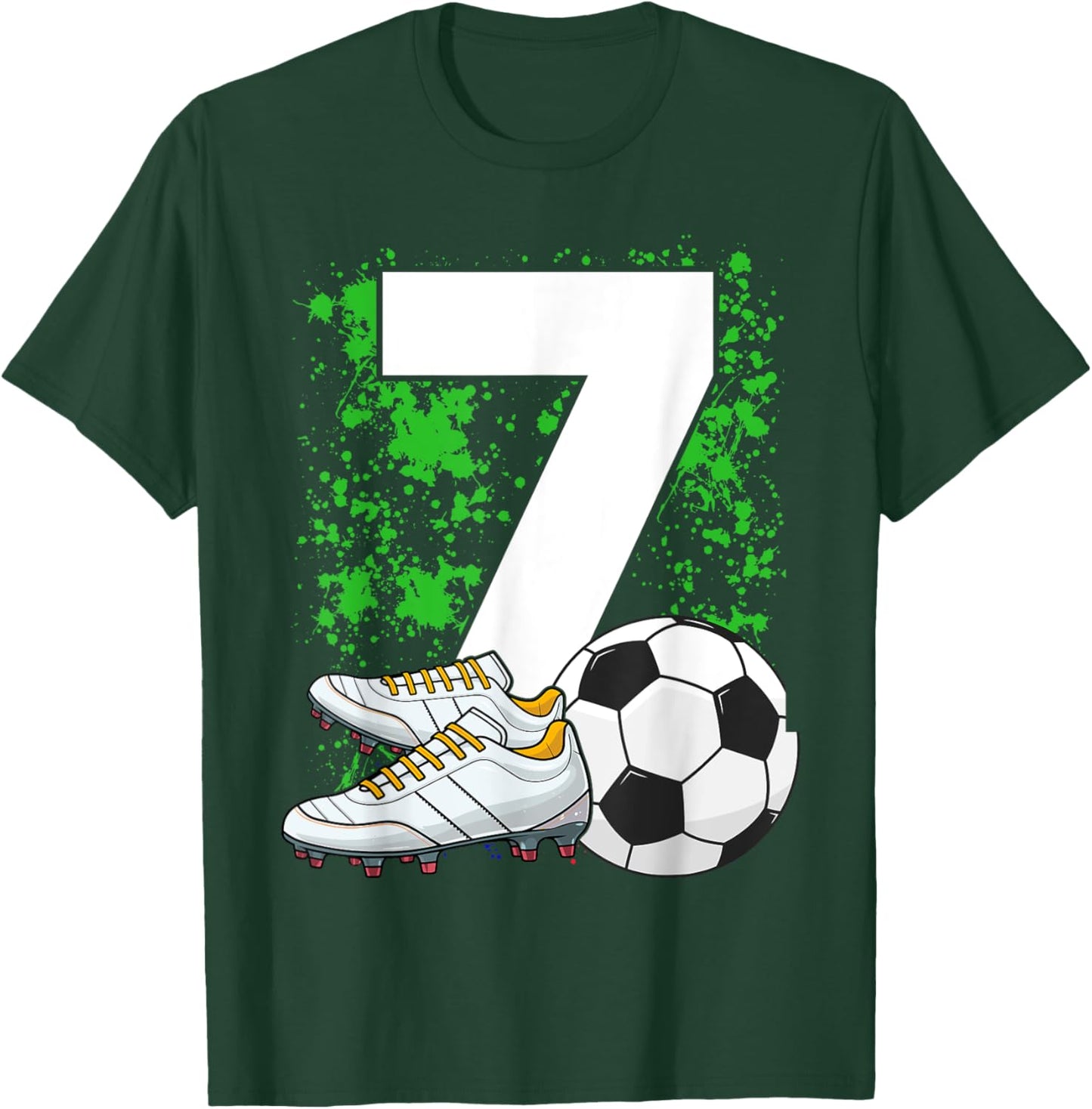 7th Birthday Boys 7 Years Soccer Football Player Birthday T-Shirt - T-Shirt | Forest