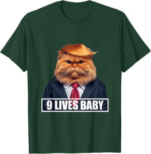 Donald Cat Trump 9 Lives Funny Presidential Humor 2024 , Black, S T-Shirt - T-Shirt | Forest