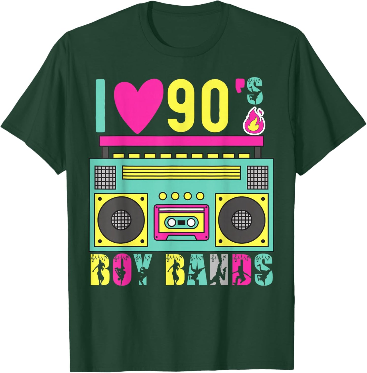 Funny 90s Theme Party Music Dance I Love 90s Boy Bands T-Shirt - T-Shirt | Forest