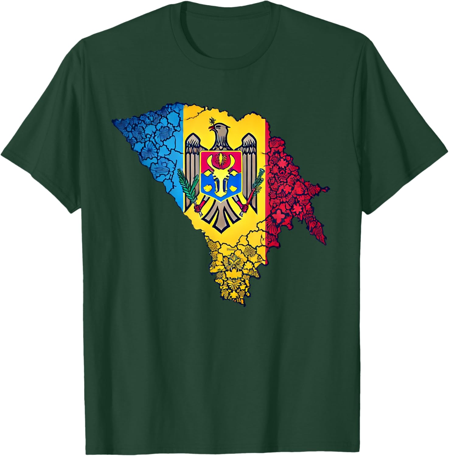 Moldova Flag Moldavia Map Clothing Wear , Black, S T-Shirt - T-Shirt | Forest