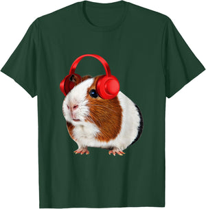 Guinea Pig With Headphones On T-Shirt - T-Shirt | Forest