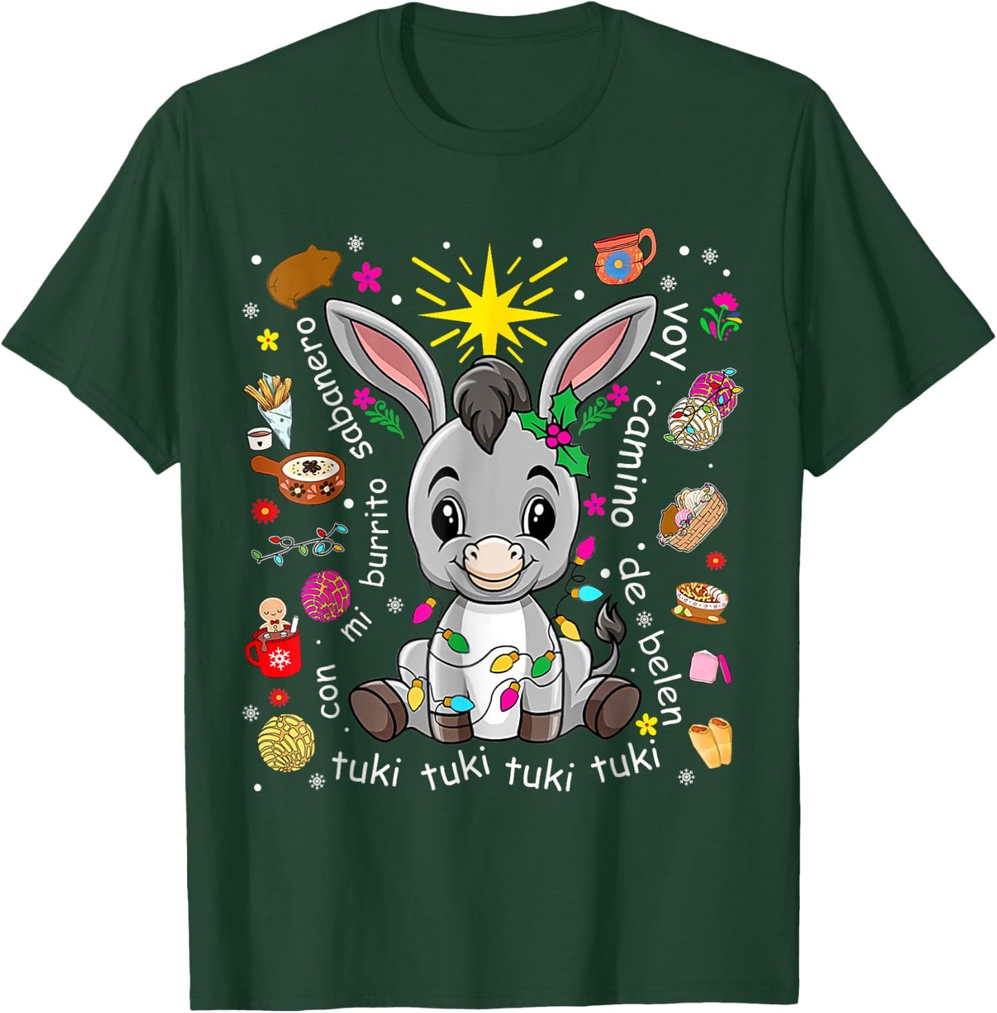 Mi Burrito Sabanero Mexican Christmas Donkey Spanish Xmas T-Shirt - T-Shirt | Forest
