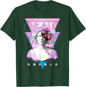 Vaporwave Medusa Statue Aesthetic Art Retro Japanese Otaku T-Shirt - T-Shirt | Forest