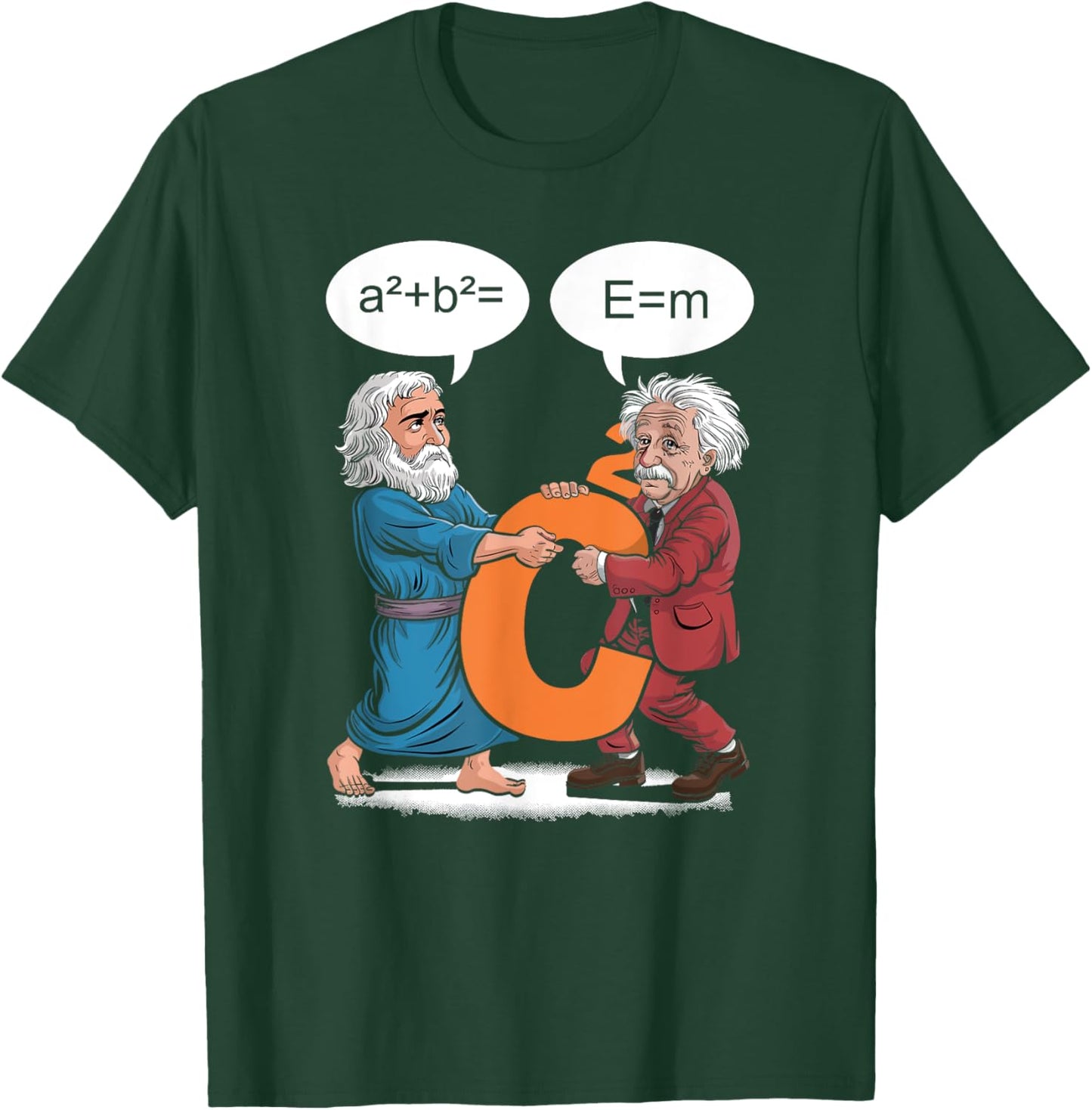 Funny Geek Outfit Nerd Costume Pythagoras vs Einstein T-Shirt - T-Shirt | Forest