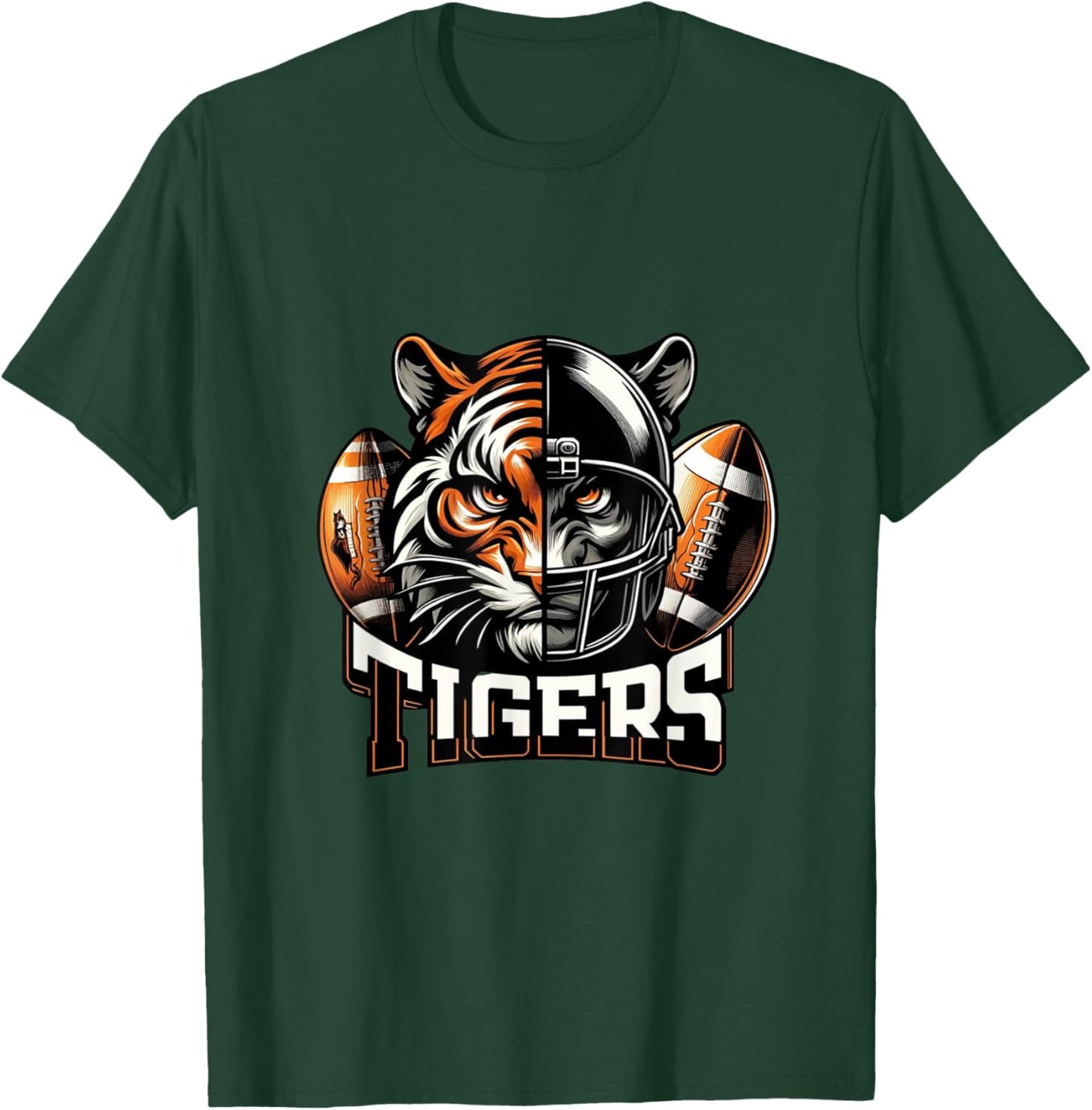Tigers Football School Sports Fan Team Spirit T-Shirt - T-Shirt | Forest