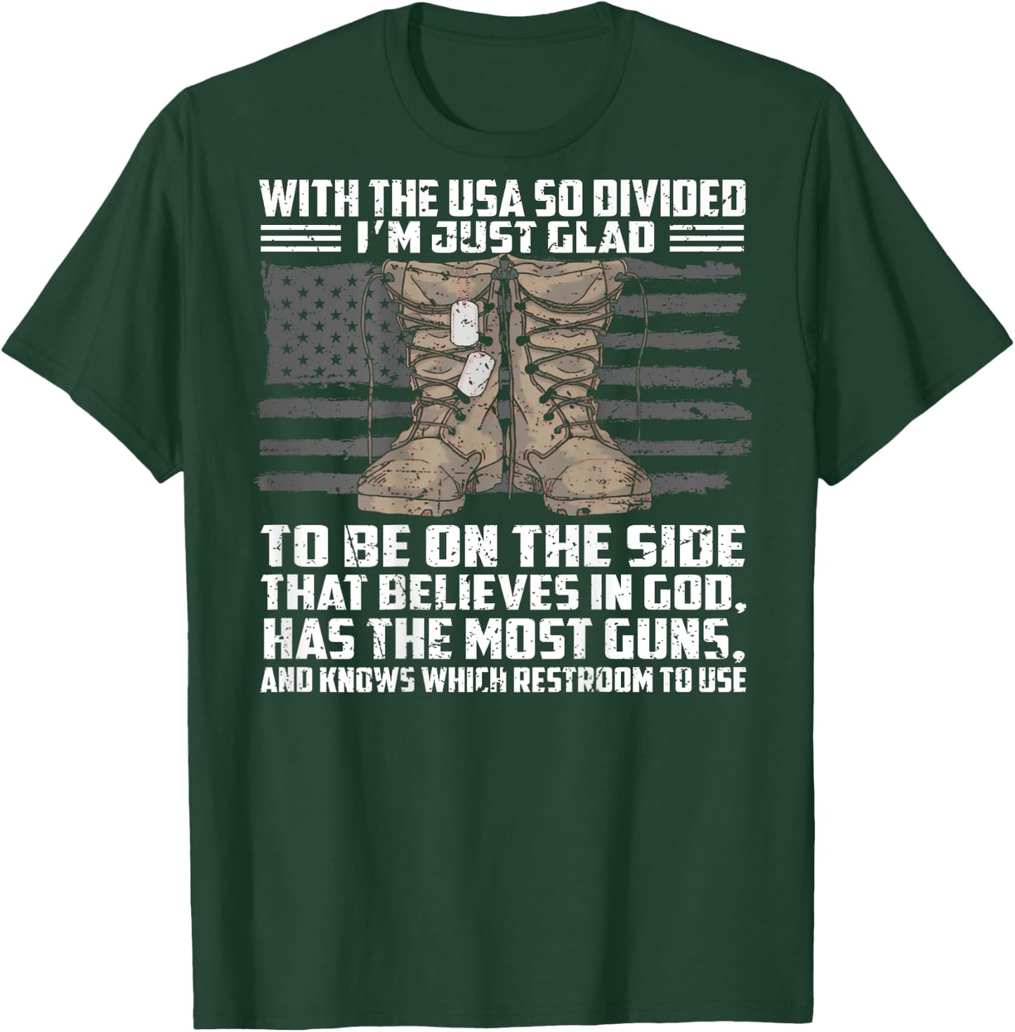 With The USA So Divided I'm Just Glad To Be On (on back) T-Shirt - T-Shirt | Forest