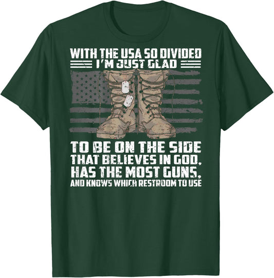 With The USA So Divided I'm Just Glad To Be On (on back) T-Shirt - T-Shirt | Forest