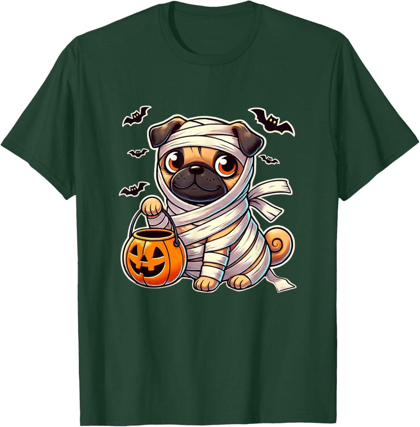 Pug Halloween Mummy Cute Pug Kids T-Shirt - T-Shirt | Forest