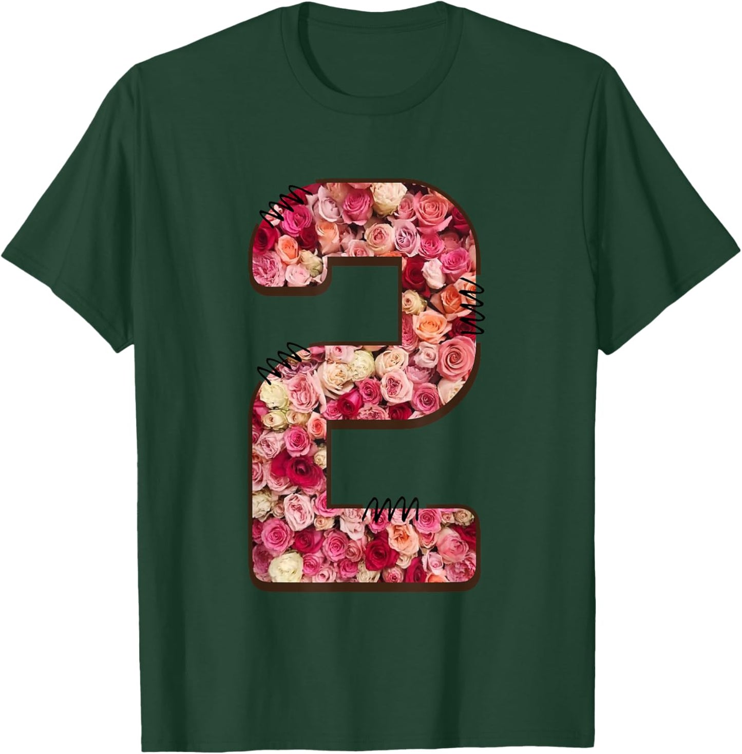 Floral Rose Number Two T-Shirt - T-Shirt | Forest