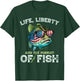 Bass Fish Fishing 4th Of July Fish American Flag Bass Dad Women Girls Kids Men T-Shirt - T-Shirt | Forest