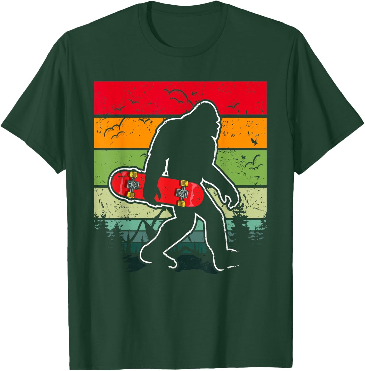 Longboard Bigfoot Skateboard & Sasquatch Fans Boys T-Shirt - T-Shirt | Forest