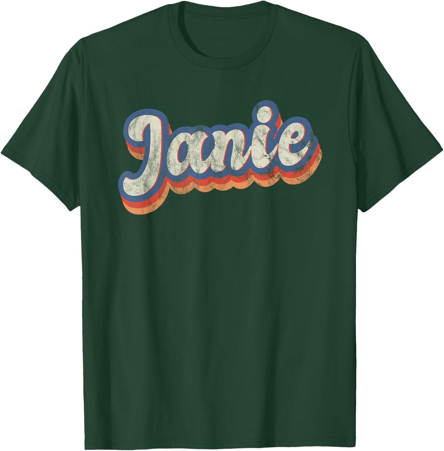 Janie Personalized Name Shirt Custom Lettering 70's T-Shirt - T-Shirt | Forest
