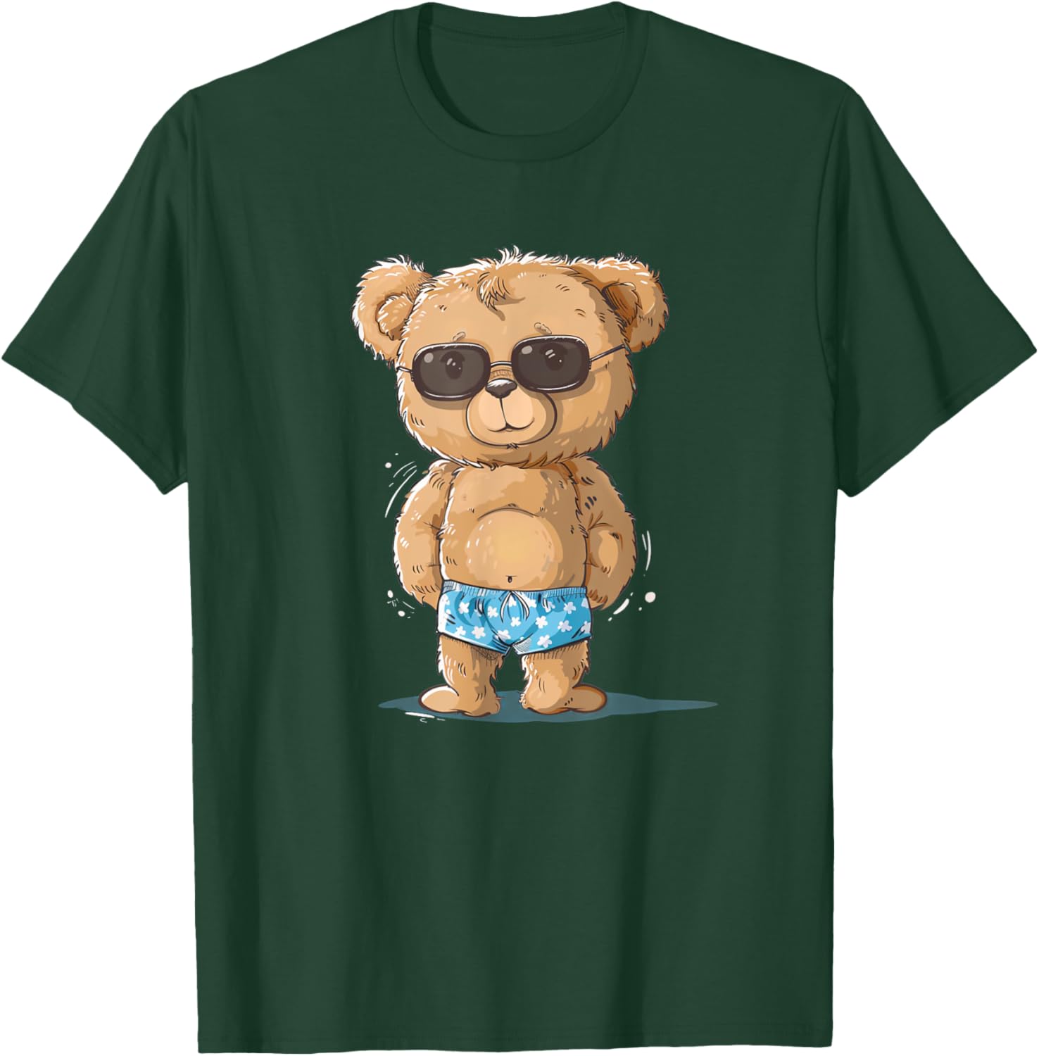 Sunglasses Teddy Bear Costume for swimming trunks and Summer Men Women Girls Kids T-Shirt - T-Shirt | Forest