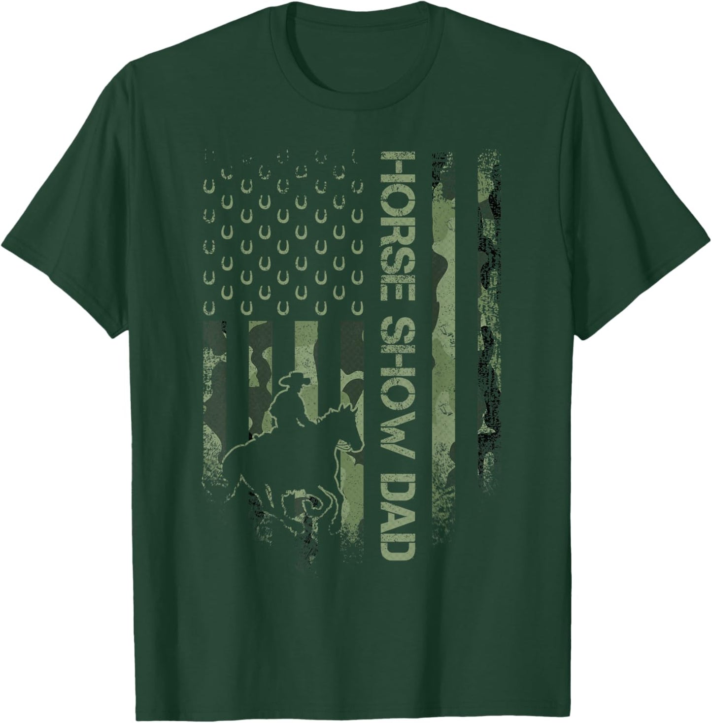 Vintage USA Camouflage Horse Show Dad, Horseback Riding T-Shirt - T-Shirt | Forest