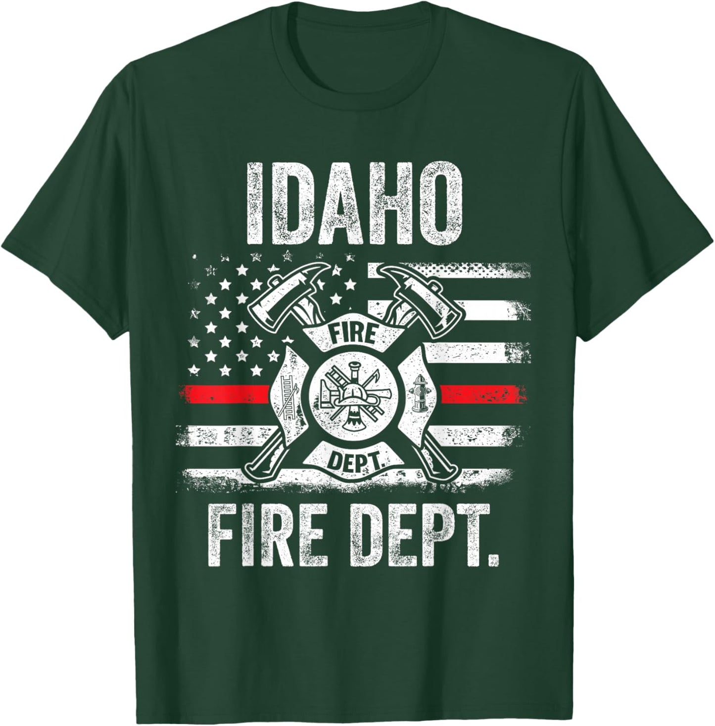 Idaho Fire Department Thin Red Line Fireman T-Shirt - T-Shirt | Forest