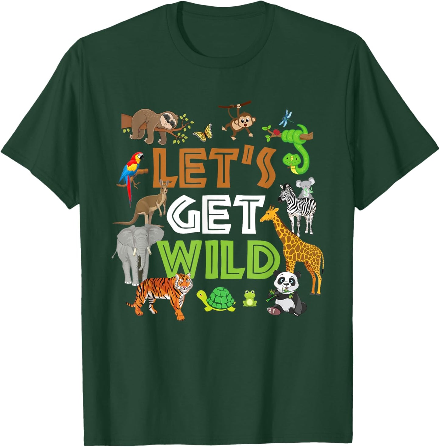 Let's Get Wild Zoo Animals Safari Party A Day At The Zoo T-Shirt - T-Shirt | Forest