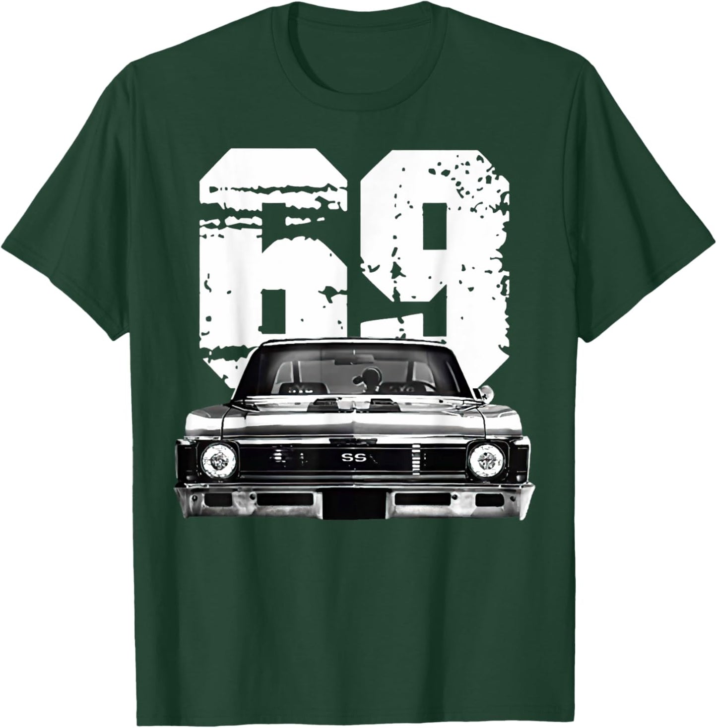 1969 69 Chevys Nova 2 Classic Car Old School Muscle Car T-Shirt - T-Shirt | Forest