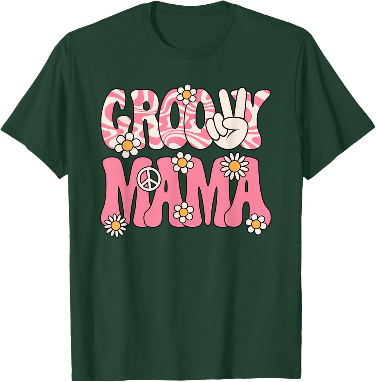 Groovy Mama Mom Retro Hippie 60s 70s Party Outfit Women T-Shirt - T-Shirt | Forest
