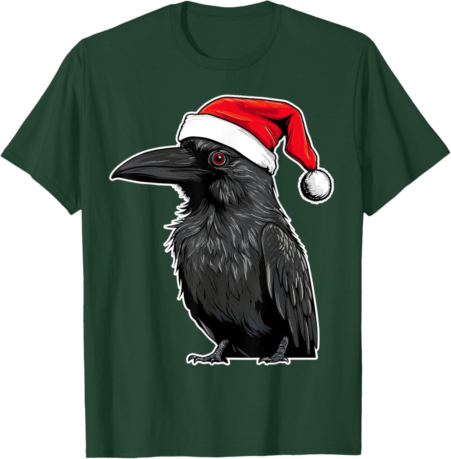 Crow Wearing Santa Hat Xmas Crow Birds Lover Christmas T-Shirt - T-Shirt | Forest