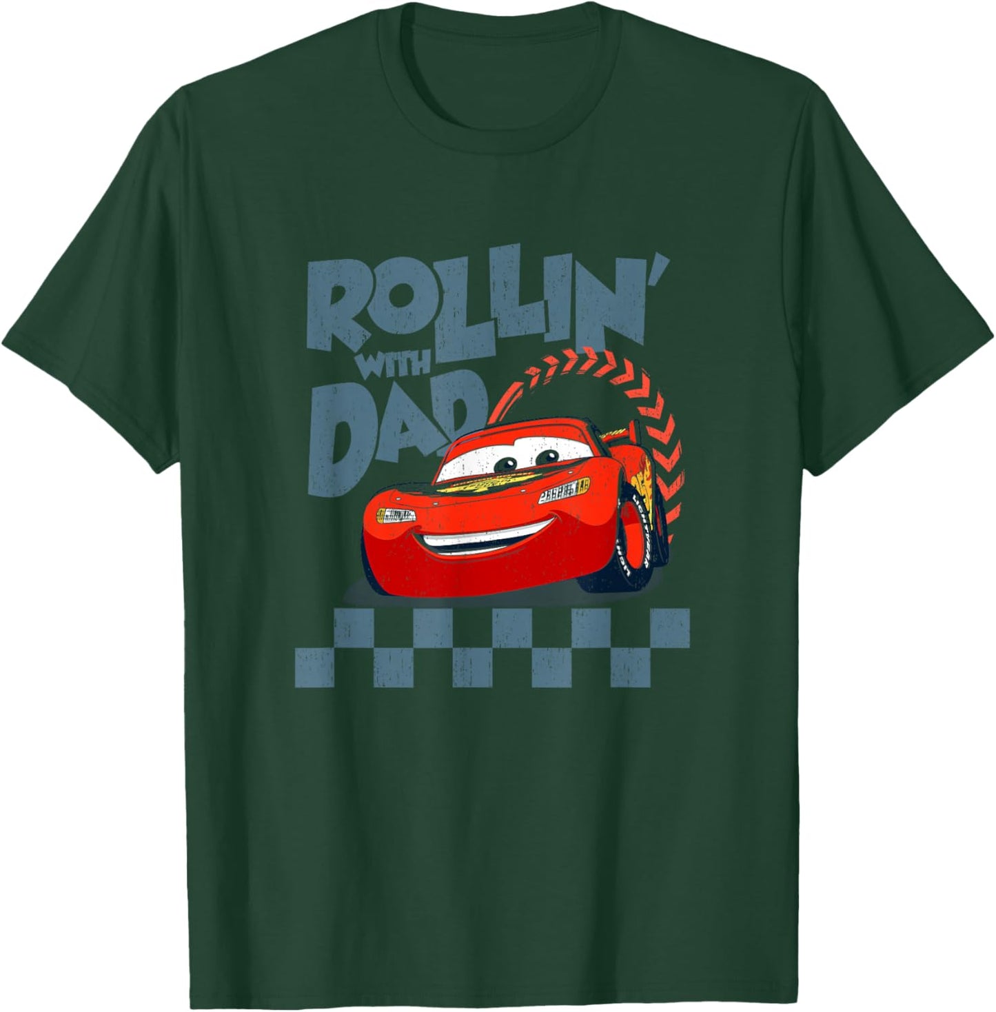 Disney Pixar Cars Rollin' with Dad Lightning McQueen Retro T-Shirt - T-Shirt | Forest