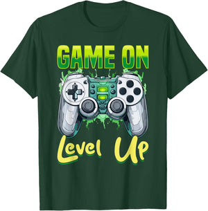 Gamer Gaming Game On, Level Up T-Shirt - T-Shirt | Forest