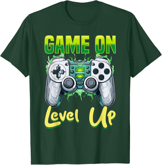 Gamer Gaming Game On, Level Up T-Shirt - T-Shirt | Forest