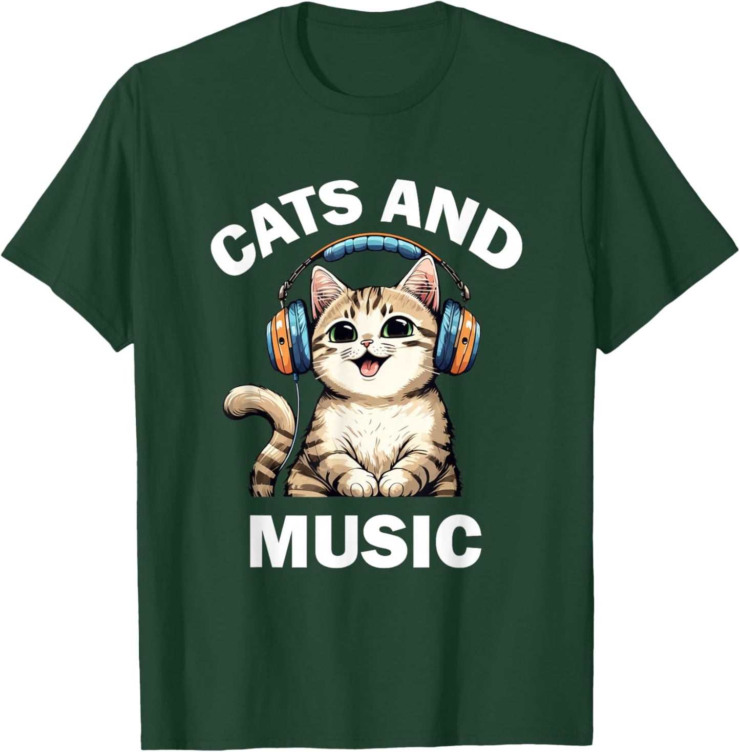 Cats and Music Funny Cat Lovers Music Lovers T-Shirt - T-Shirt | Forest