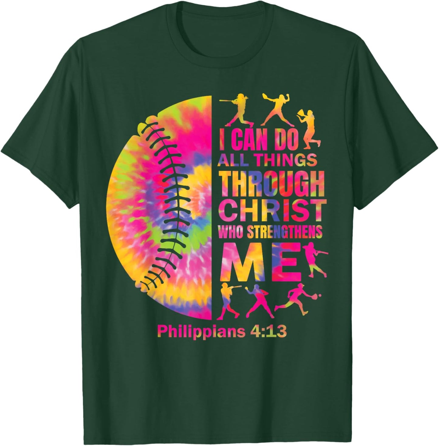 Softball-Shirt Women Girls Teen Christian Christ Tie Dye T-Shirt - T-Shirt | Forest
