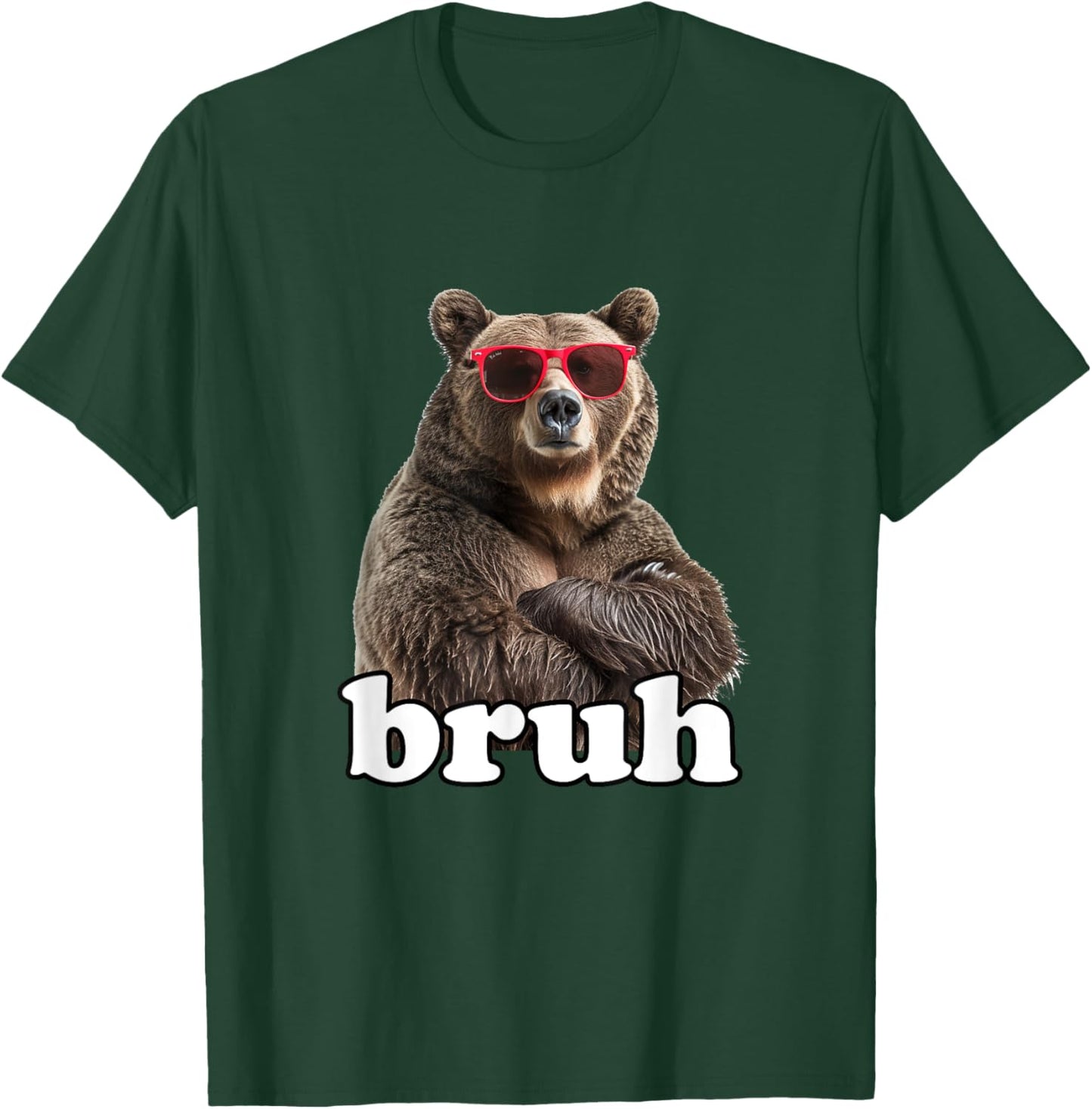 Bruh Shirt Boys Funny Cool Bear Sunglasses Bruh Meme Saying T-Shirt - T-Shirt | Forest