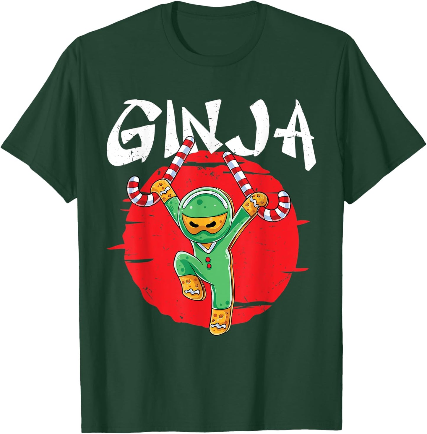 Ginja Ninja Ninjabread Man Gingerbread Ninja Ugly Christmas T-Shirt - T-Shirt | Forest