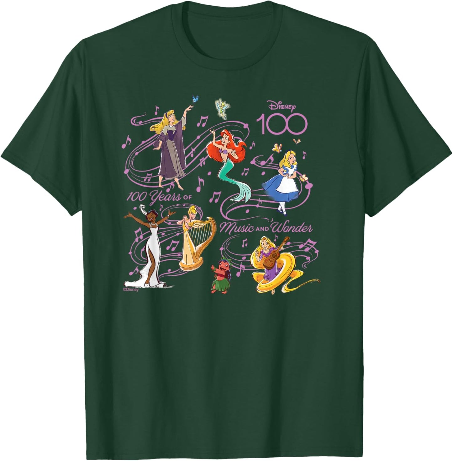 Disney 100 Years of Music and Wonder Princess Songs D100 T-Shirt - T-Shirt | Forest