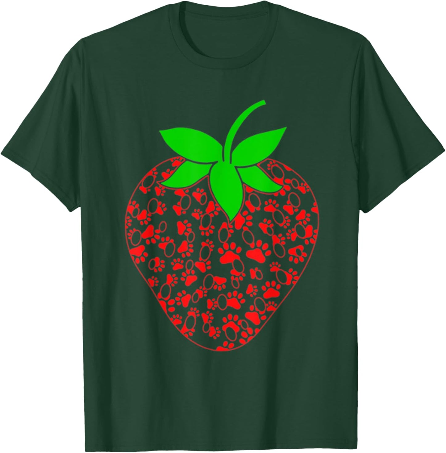 Strawberry Puppy Paw Print Shirt Gift Dog Animal Lovers Women Kids T-Shirt - T-Shirt | Forest