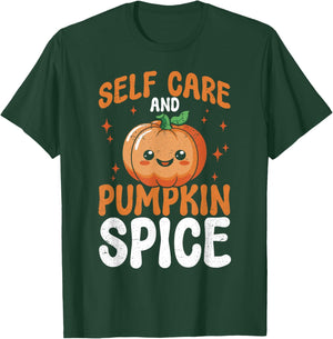 Mental Health Self Care And Pumpkin Spice Halloween T-Shirt - T-Shirt | Forest