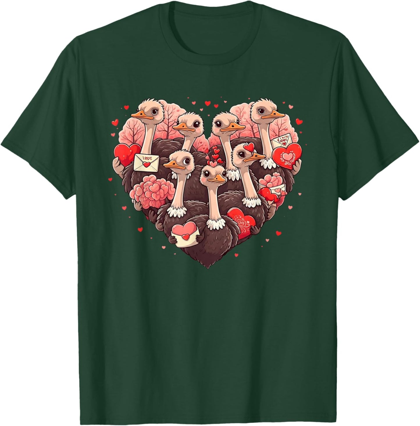 Funny Ostrich Heart Valentine Ostrich Kids T-Shirt - T-Shirt | Forest