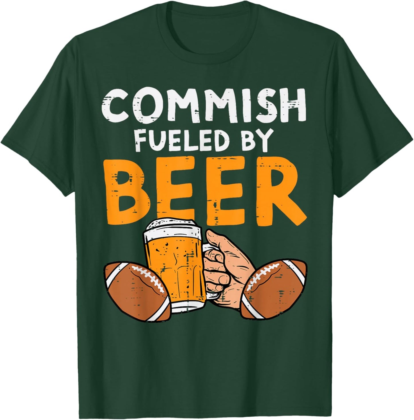 Commish Fueled By Fantasy Football Fun Commissioner Dad Men T-Shirt - T-Shirt | Forest