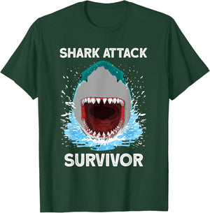 Shark Attack Survivor - Shark Lover T-Shirt - T-Shirt | Forest