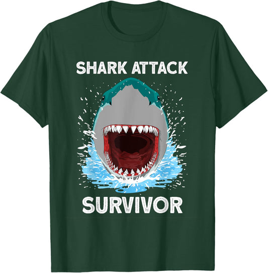 Shark Attack Survivor - Shark Lover T-Shirt - T-Shirt | Forest