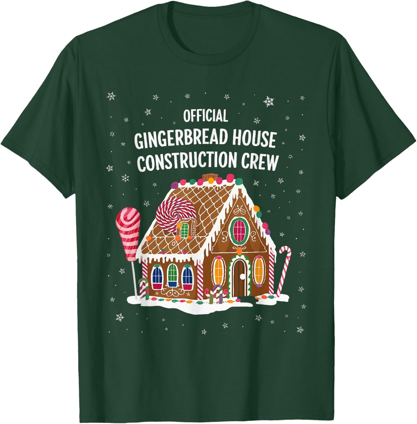 Gingerbread House Construction Crew Cookie Baking Christmas T-Shirt - T-Shirt | Forest