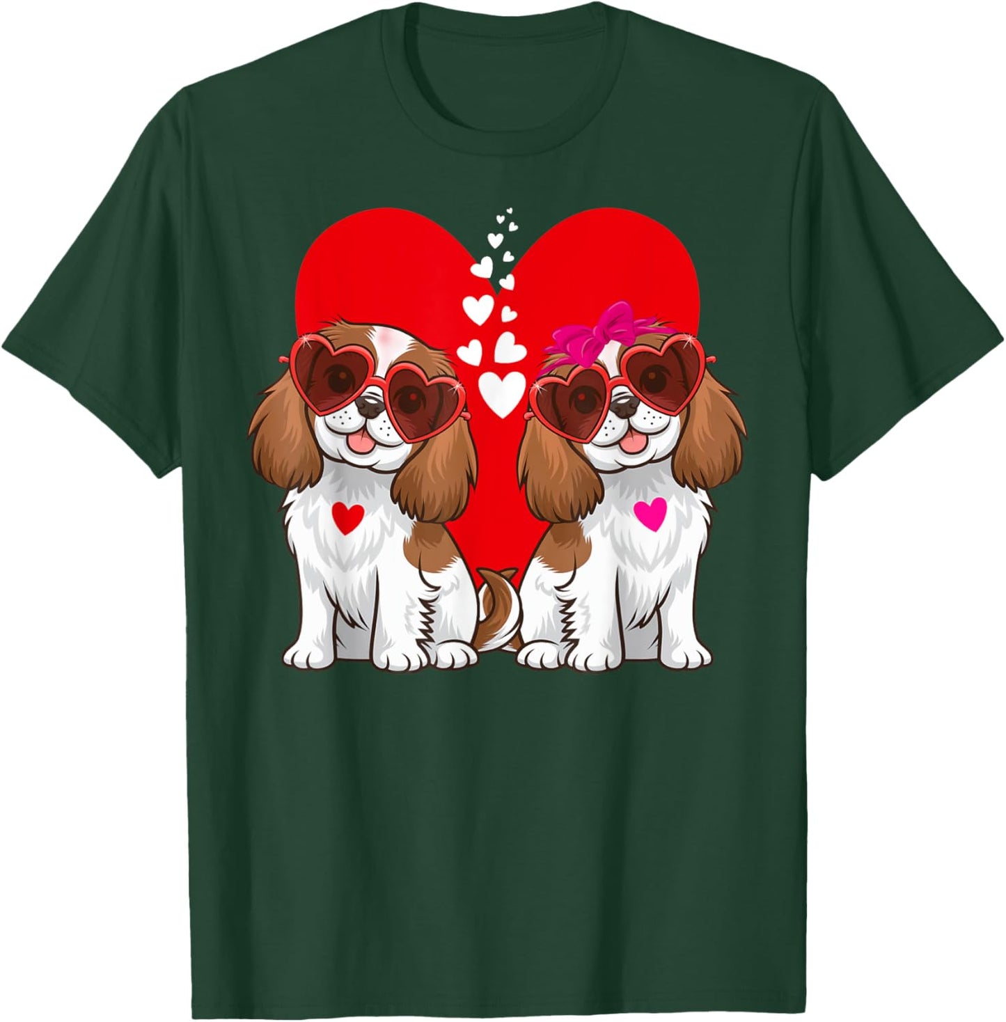 Cavalier King Charles Spaniel Dog Matching Couple Valentine T-Shirt - T-Shirt | Forest