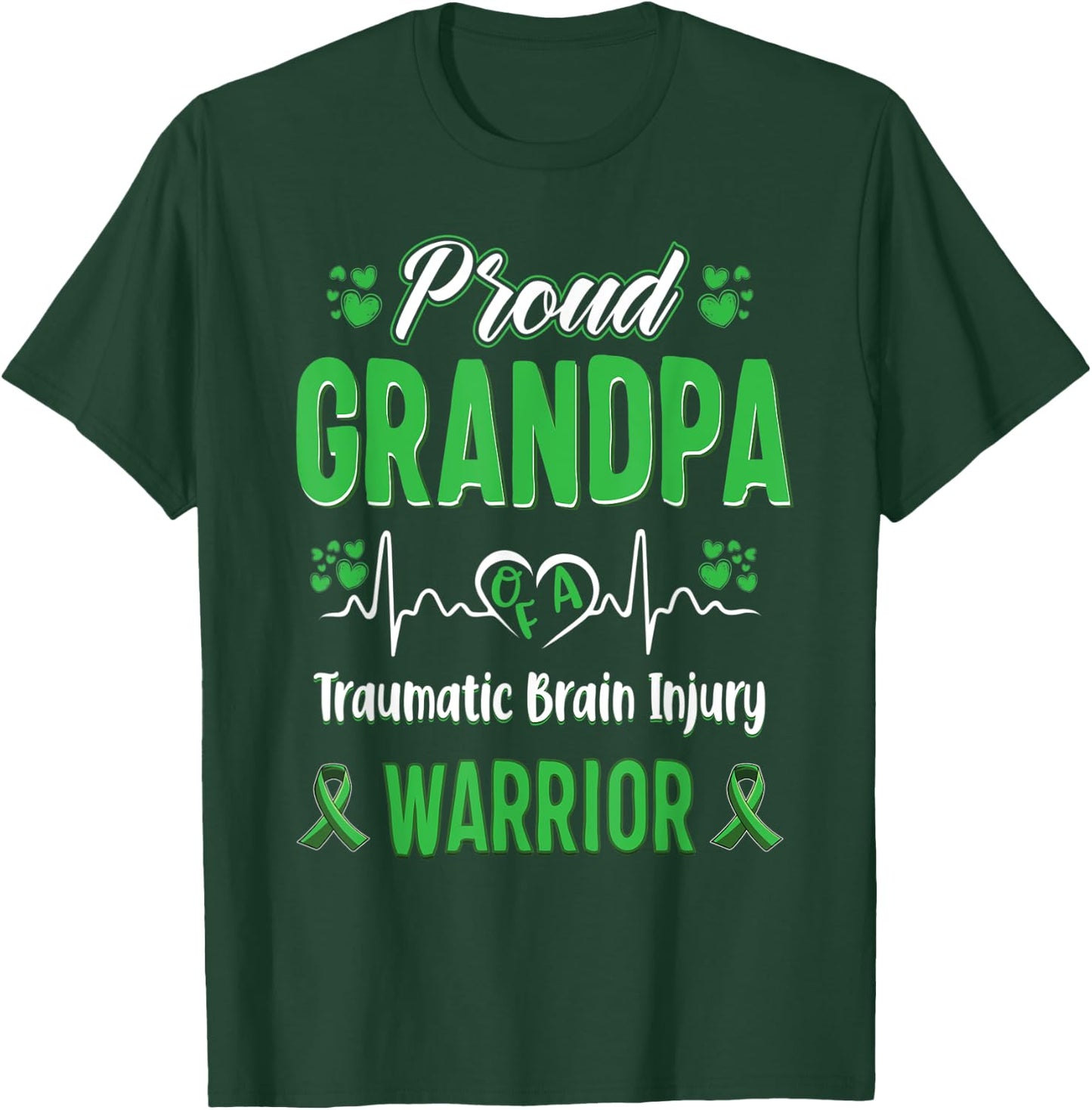 proud Grandpa Traumatic Brain Injury warrior awareness T-Shirt - T-Shirt | Forest