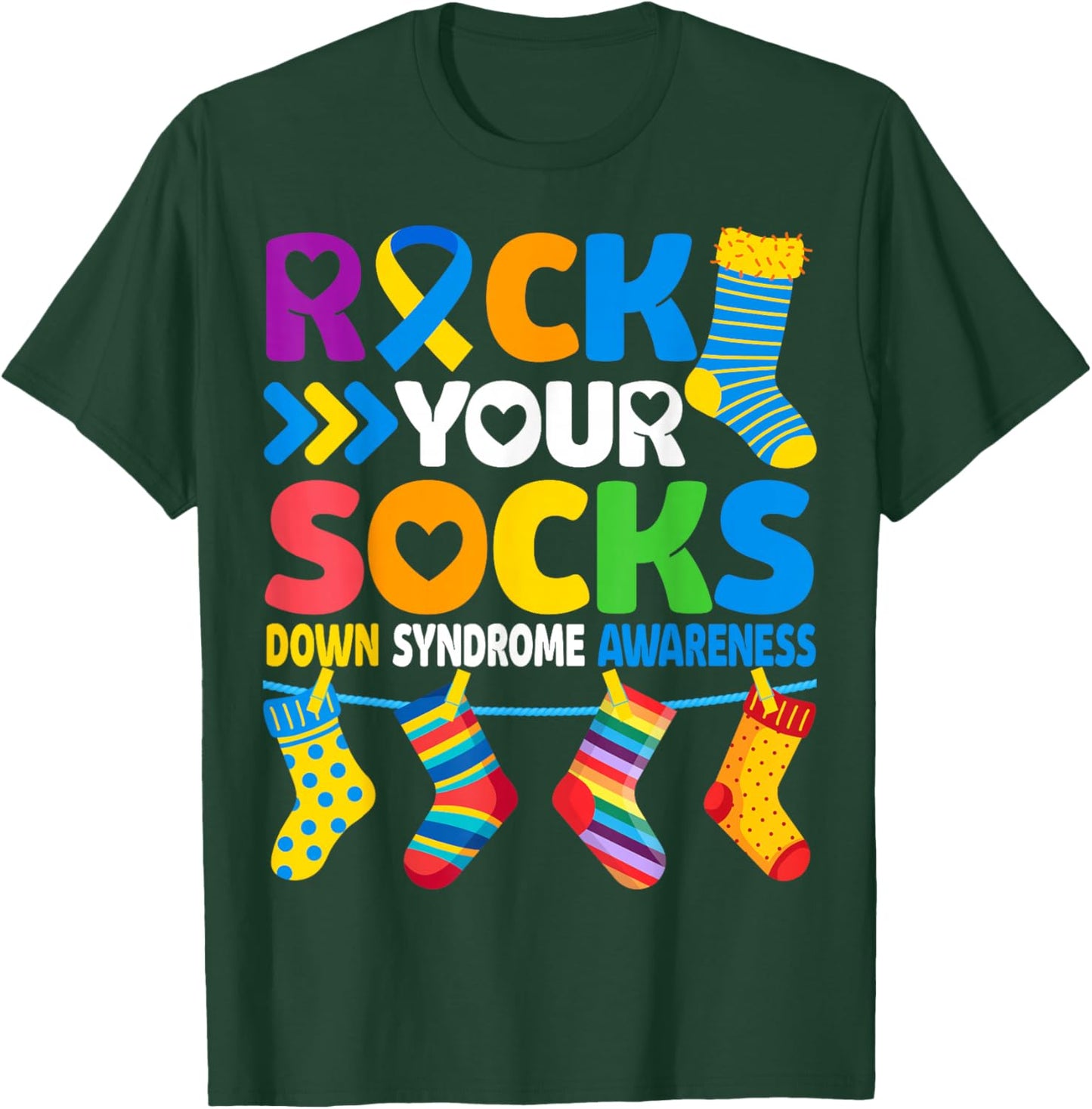World Down Syndrome Awareness Rock Your Socks Men Women Kids T-Shirt - T-Shirt | Forest