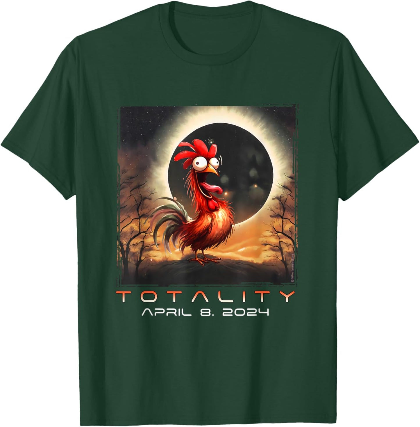 Funny Chicken Total Solar Eclipse T-Shirt - T-Shirt | Forest