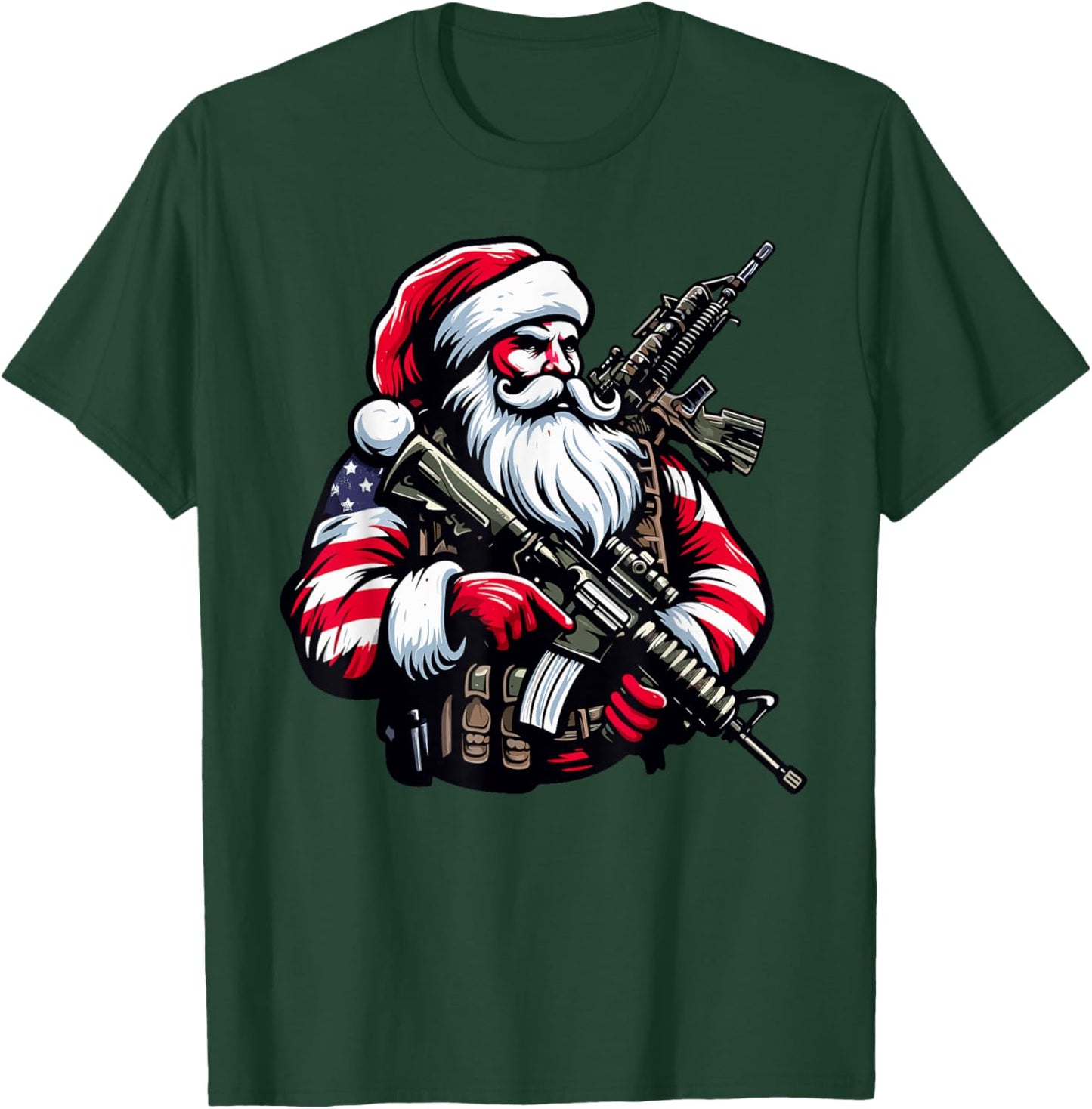 Patriotic American Santa Soldier Christmas Army Military T-Shirt - T-Shirt | Forest