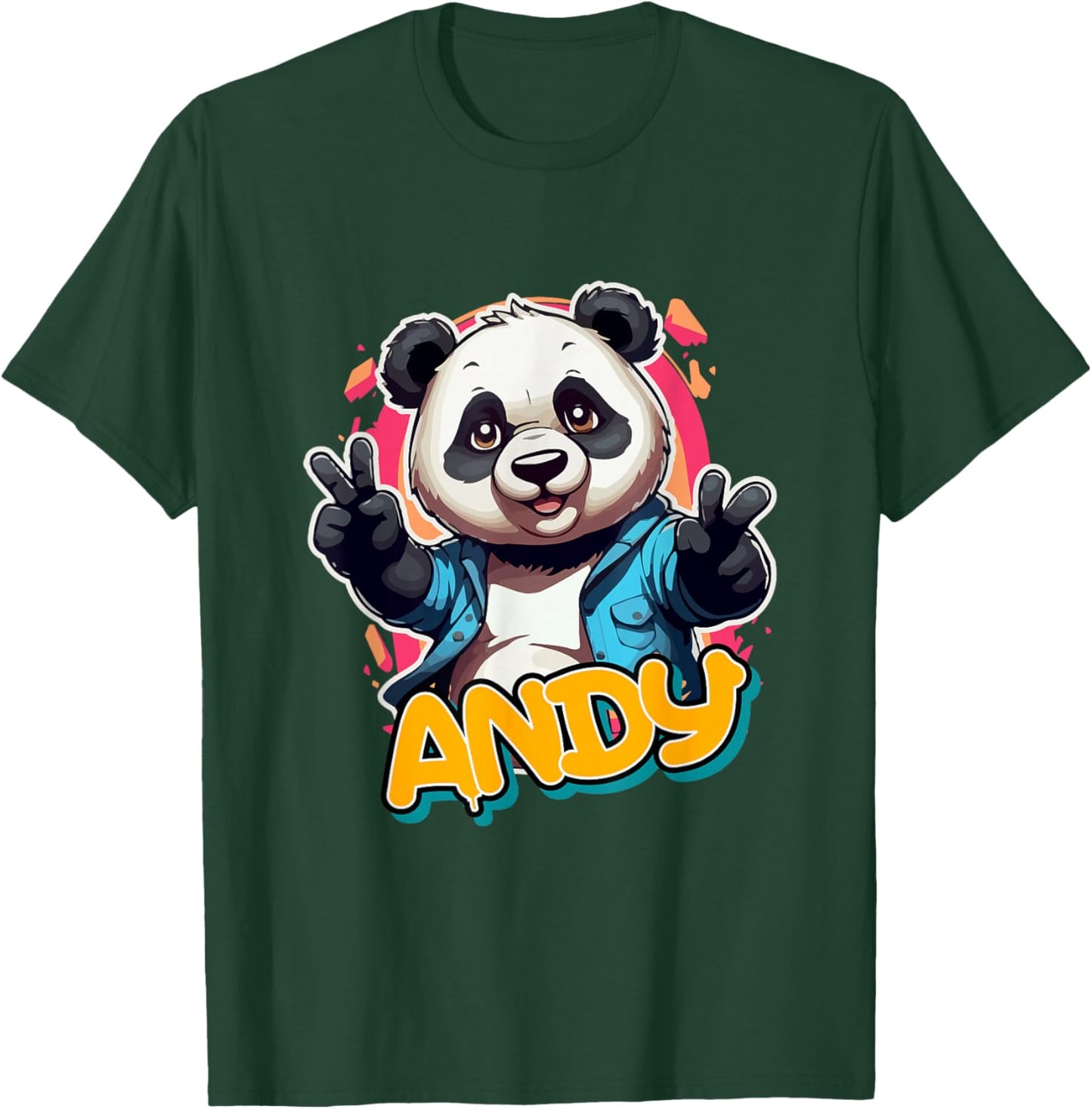 ANDY - Cute Boys Name with adorable Panda T-Shirt - T-Shirt | Forest