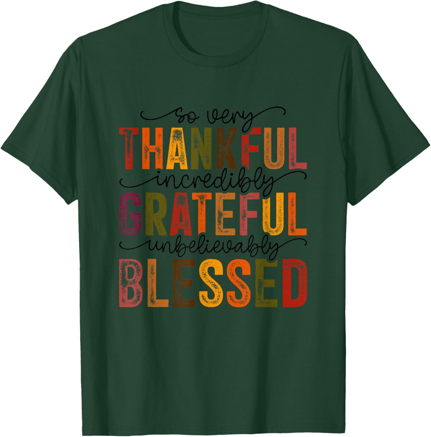 Thankful Grateful Blessed Turkey Family Happy Thanksgiving T-Shirt - T-Shirt | Forest