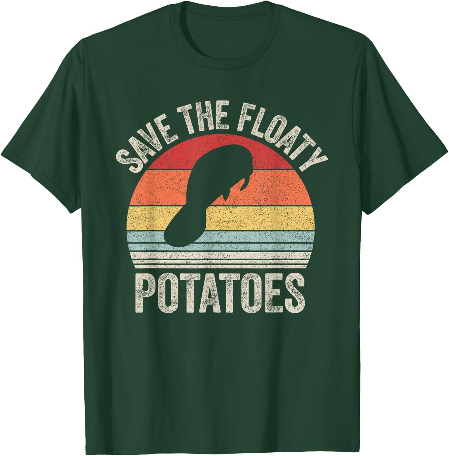 Vintage Retro Save The Floaty Potatoes Manatees T-Shirt - T-Shirt | Forest