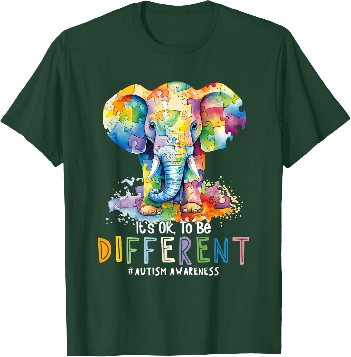 Autism Awareness Acceptance Elephant It's OK To Be Different T-Shirt - T-Shirt | Forest