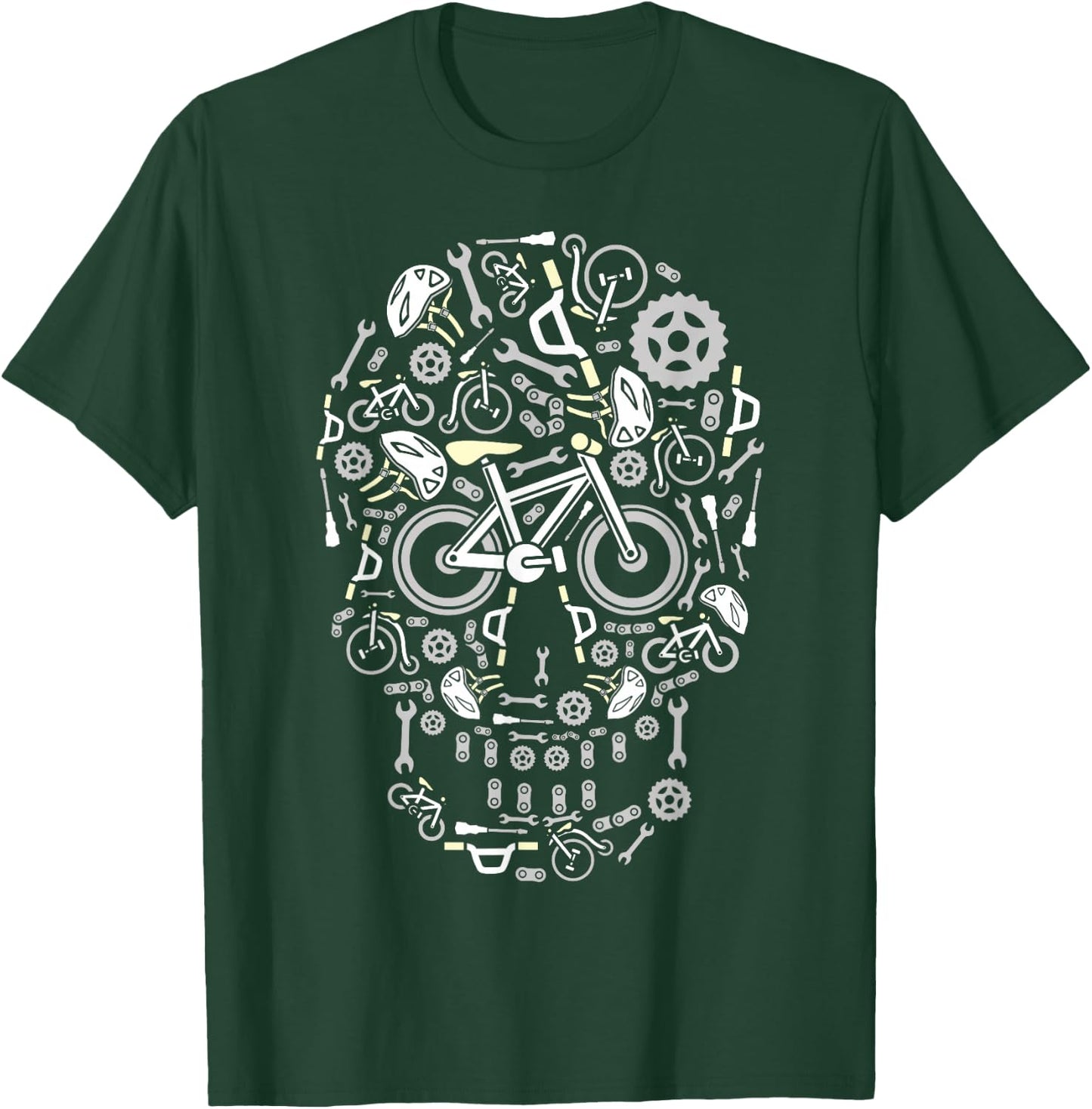 Funny Bicycling & Cycling Sugar Skull - Bicycle T-Shirt - T-Shirt | Forest
