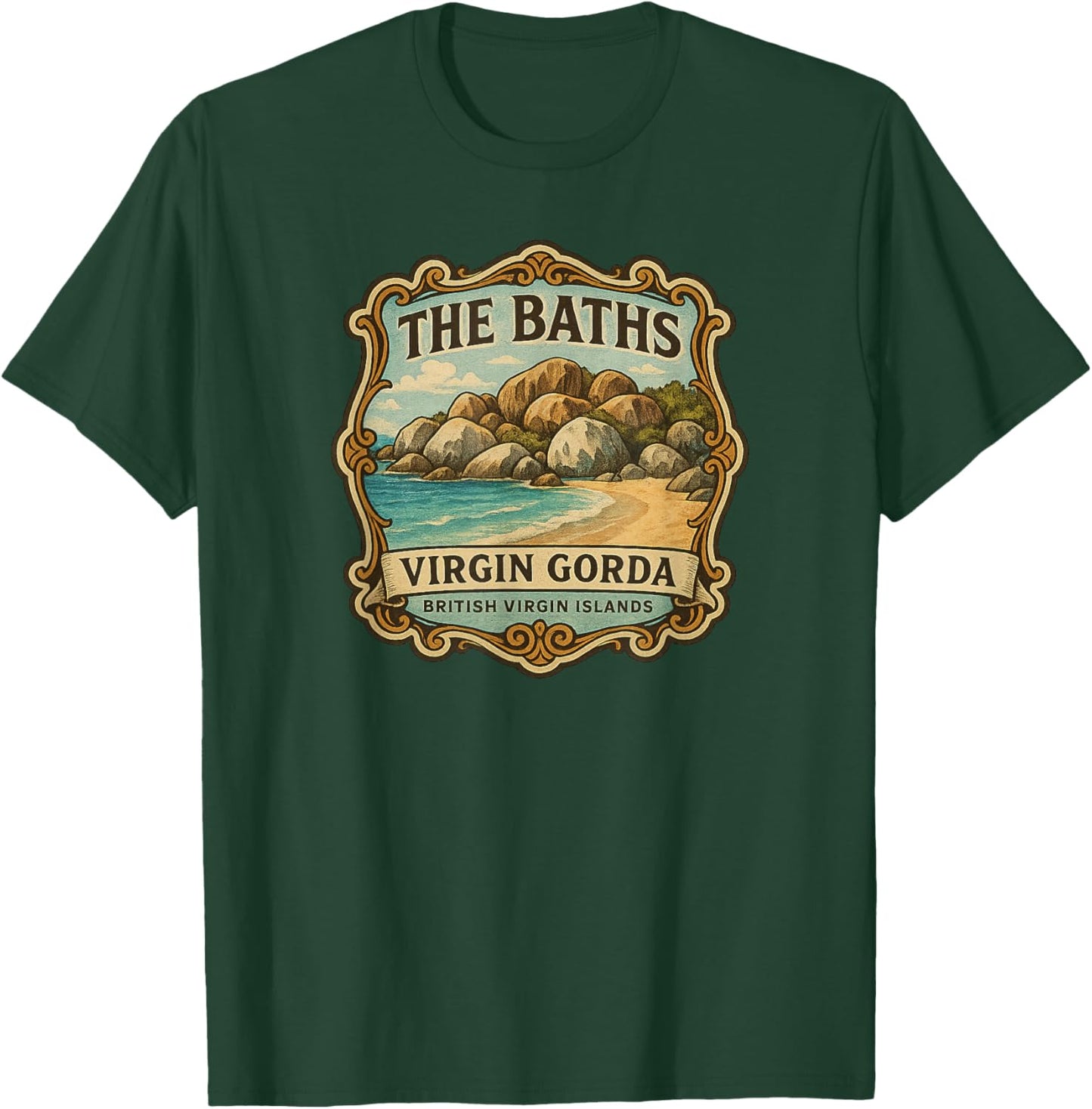 The Baths, Virgin Gorda, BVI (British Virgin Islands) T-Shirt - T-Shirt | Forest